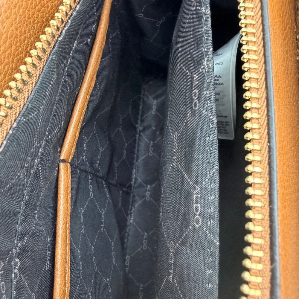 ALDO‎ Brown Faux Leather Satchel Crossbody Bag OS Retro Workwear Professional